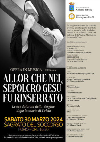 Da un’idea di Gaetano Maschio l’opera in musica “Allor che nel sepolcro Gesu’ fu rinserrato”
